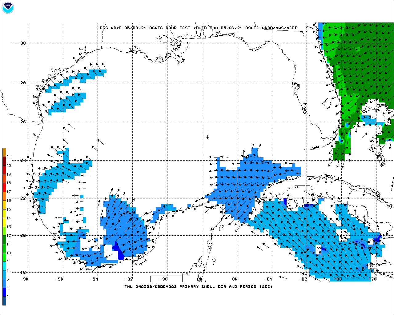 Gulf of Mexico Wave Period Forecast