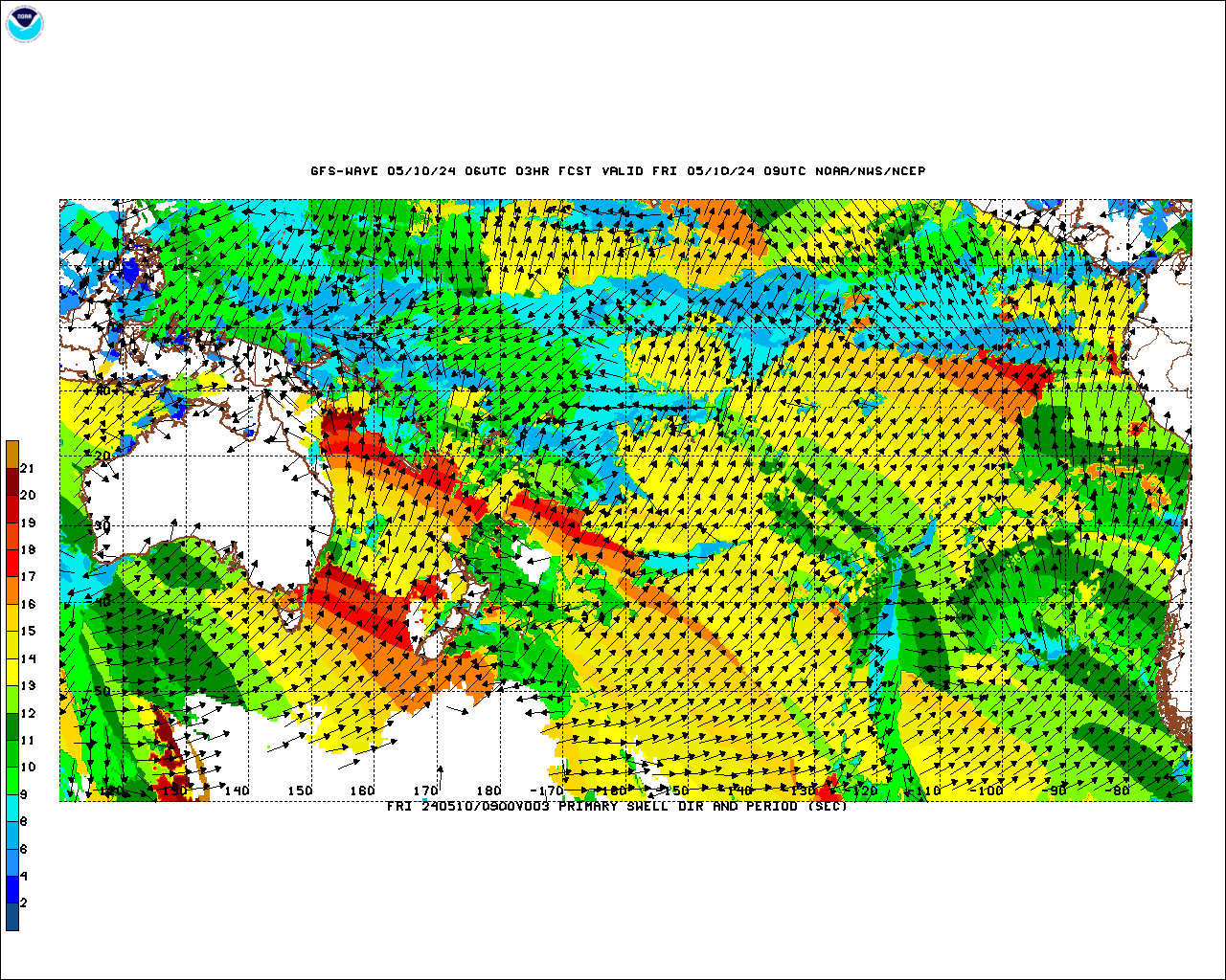 Australia and Indonesia Wave Period Forecast