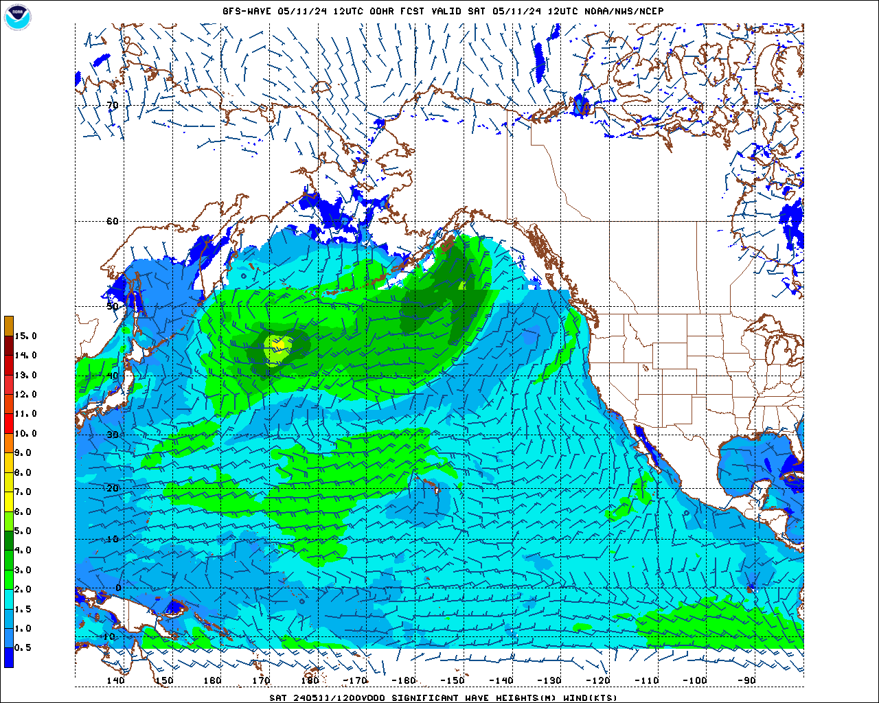 Alaska, Canada and Russia Wave Height Forecast