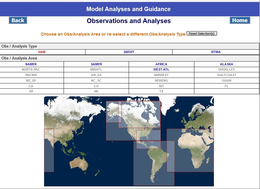 Observations and Analysis Upper Air Selection