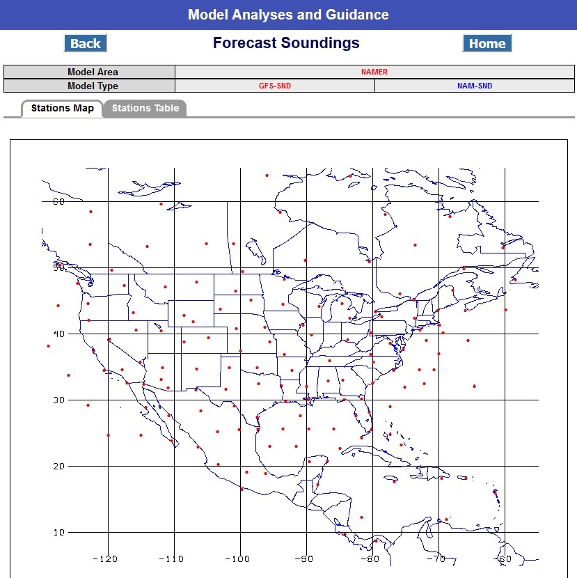 Forecast Soundings Stations Map